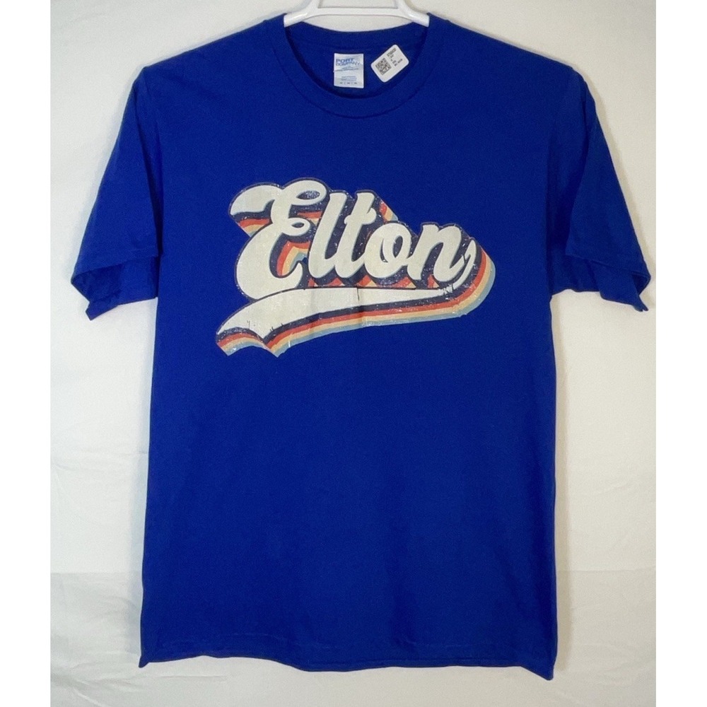 NWOT Men's Port & Company Royal Blue Elton John Graphic Tee Shirt Royal Blue - M